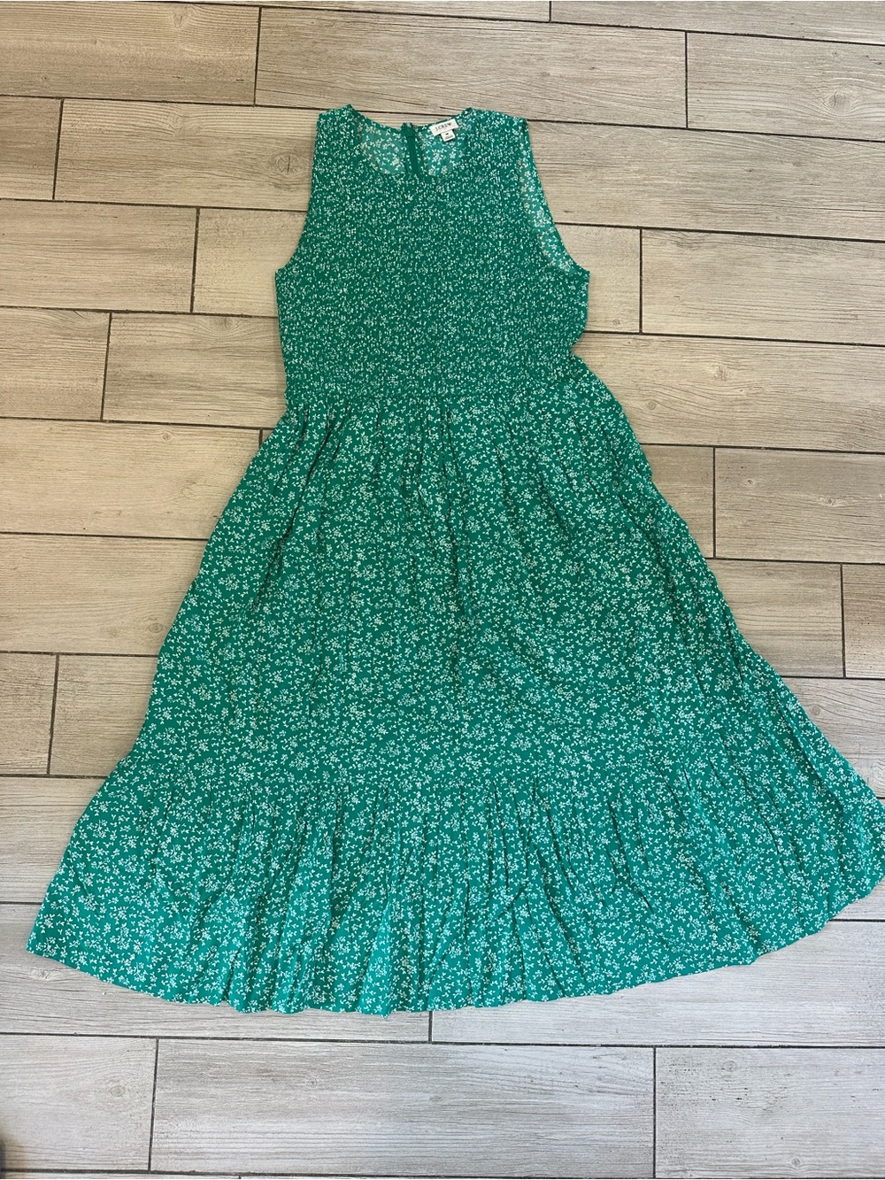 J crew size medium green Floral Sleeveless Midi Dress with pockets - Picture 3 of 8
